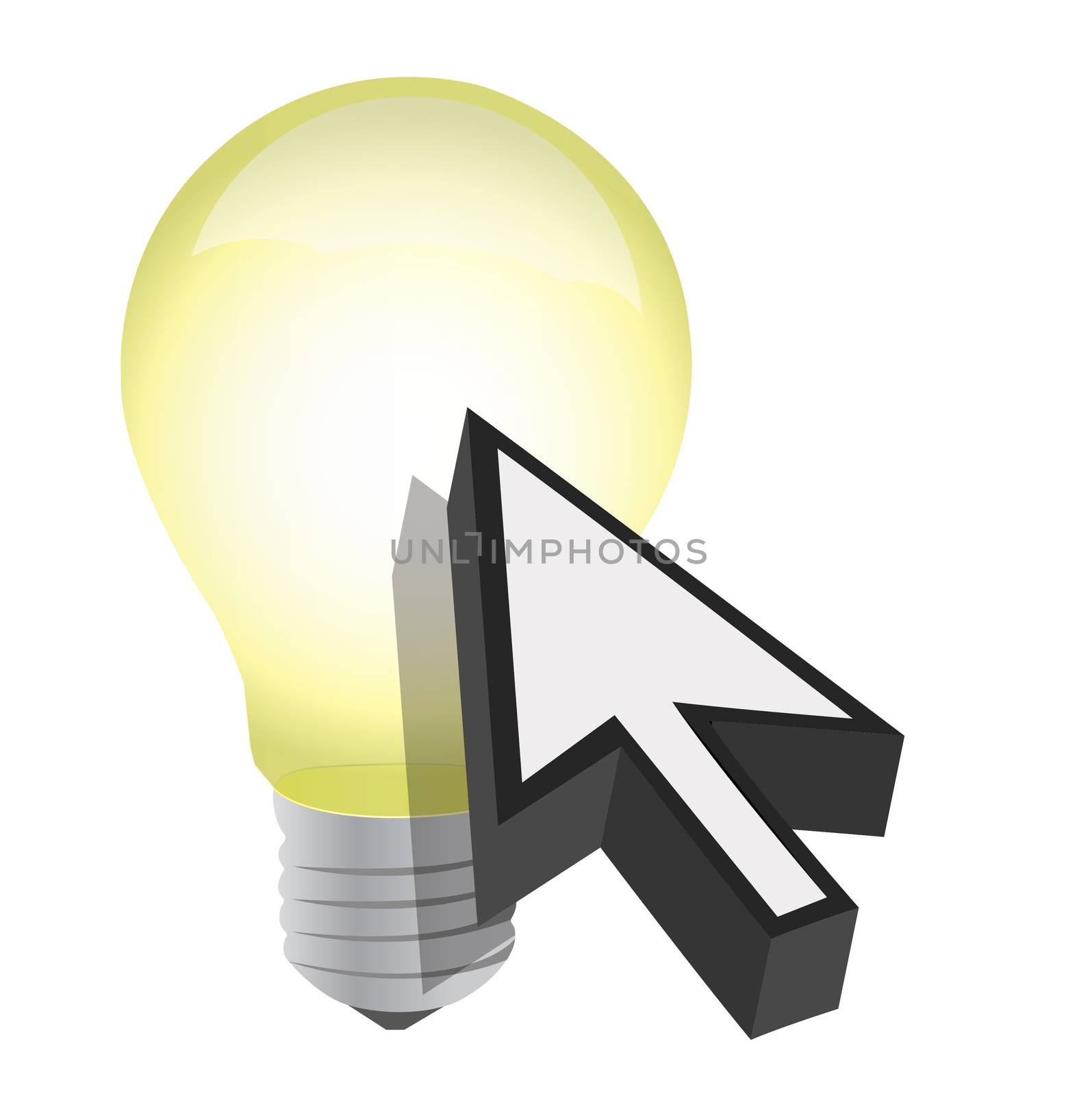 Arrow cursor and light bulb illustration design