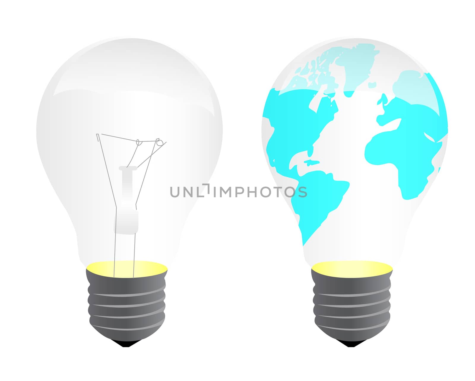 Light bulb on white