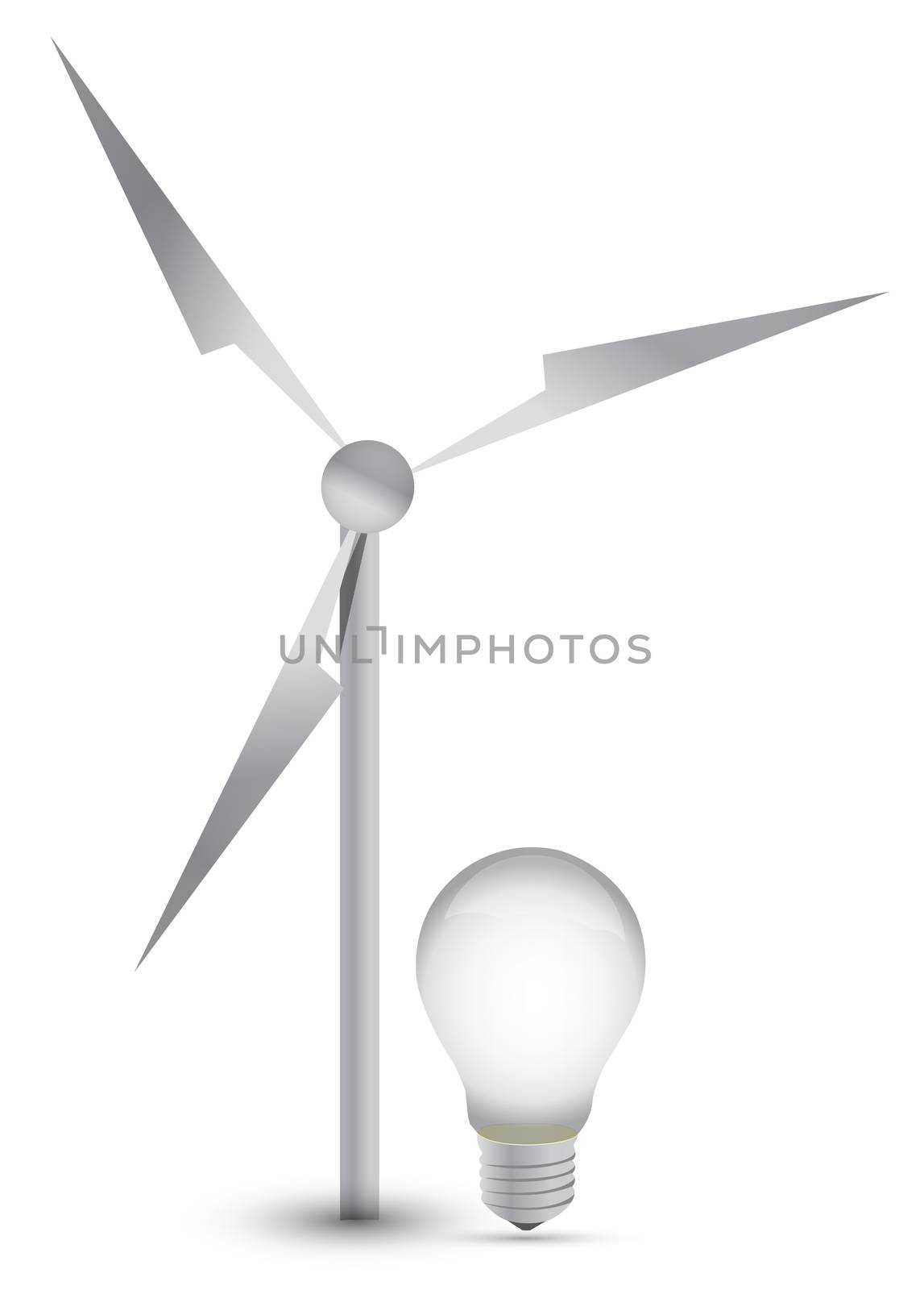 wind turbine and a light bulb illustration design