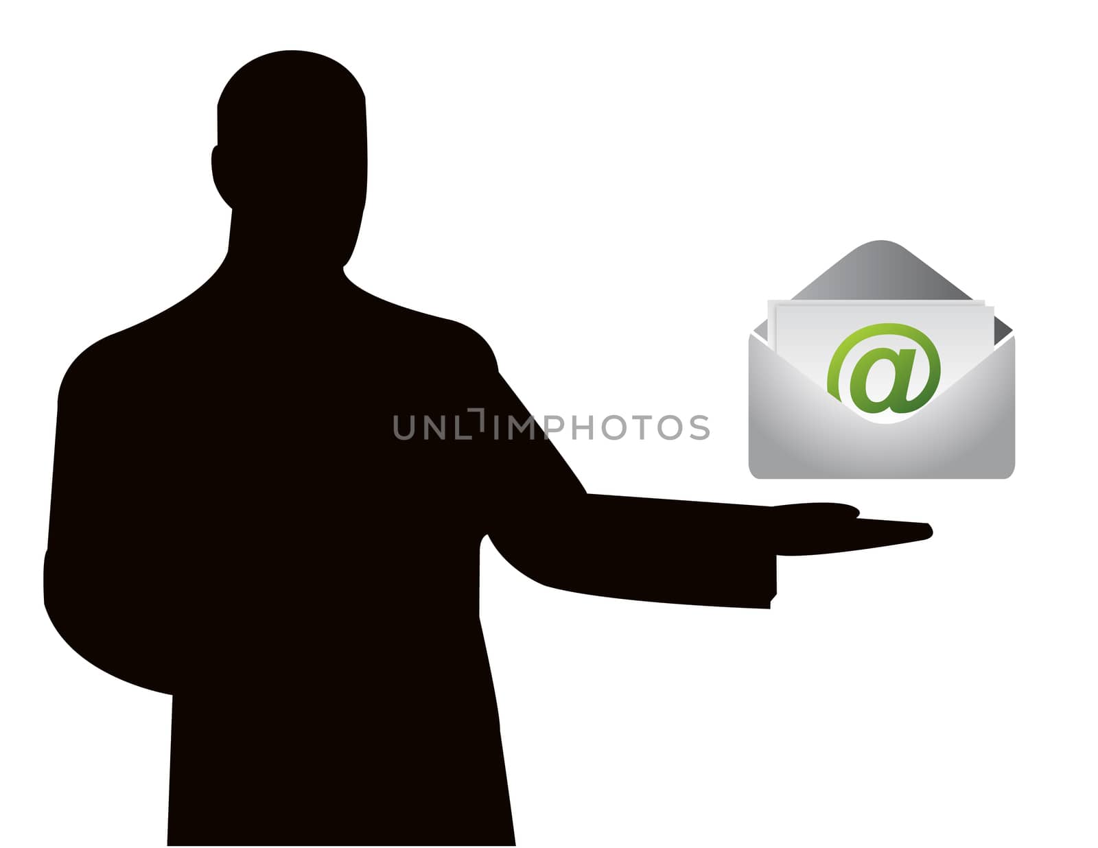 Business man showing e-mail symbol by alexmillos