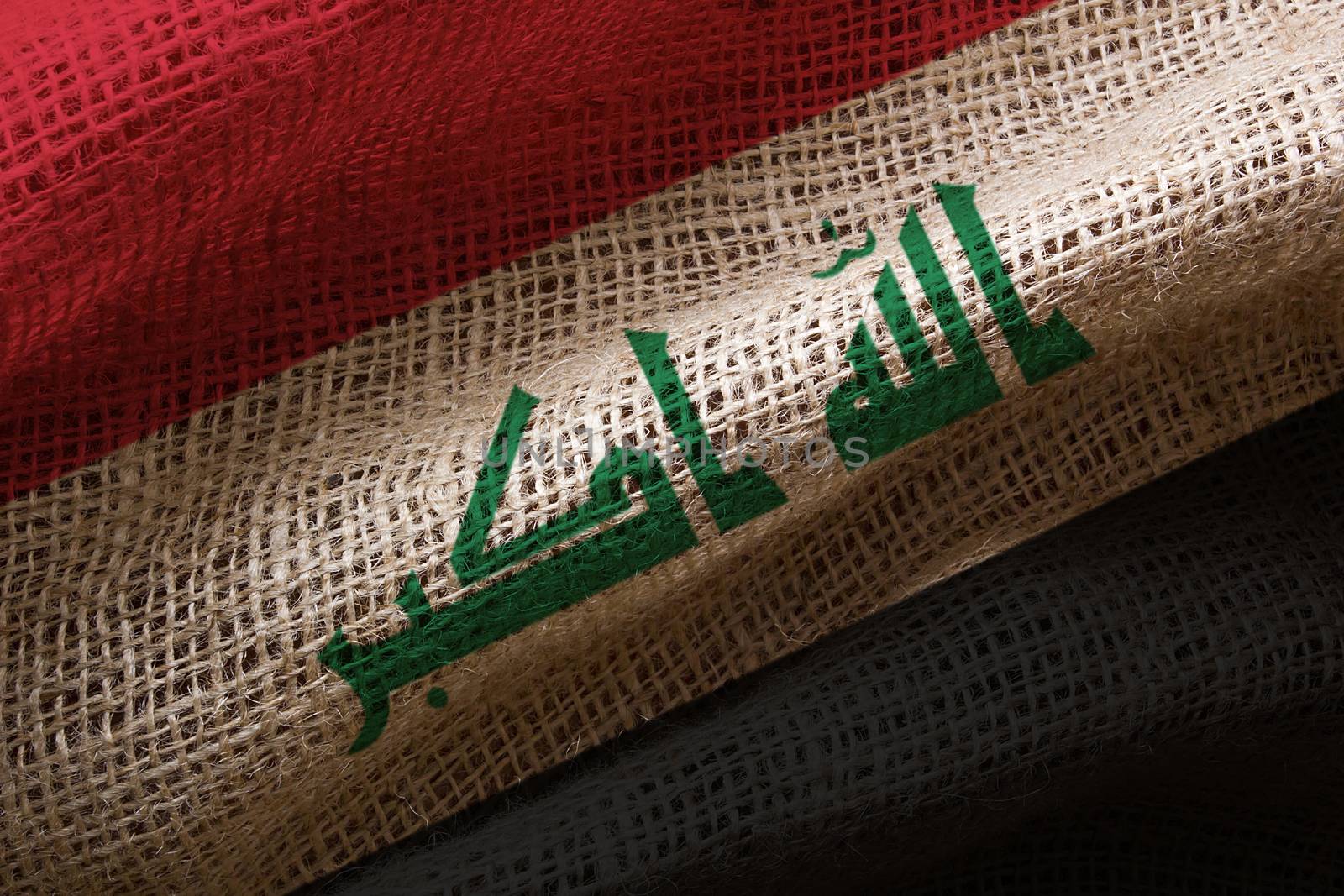 Close-up photograph of the flag of Iraq