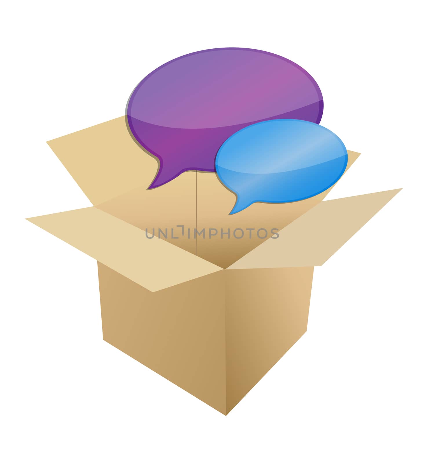 box with message bubbles illustration design over white