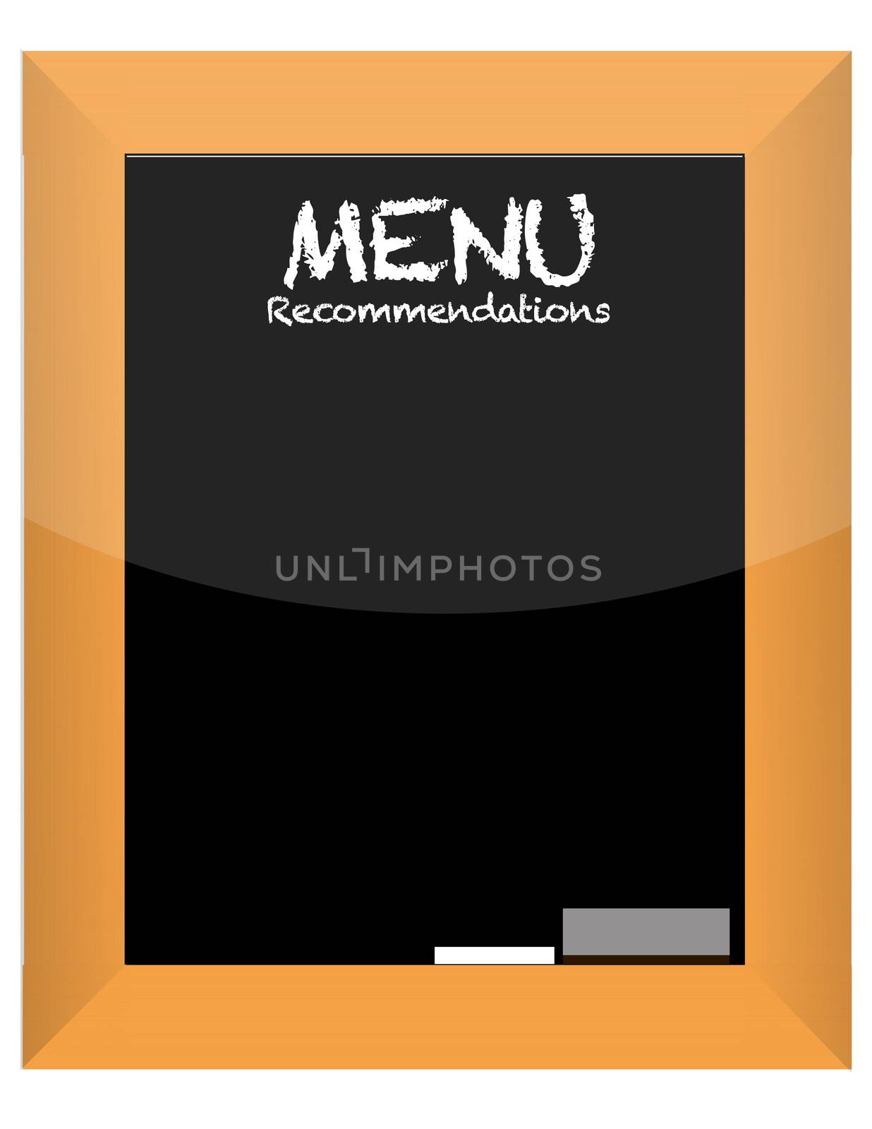 menu recommendations on blackboard with frame illustration design