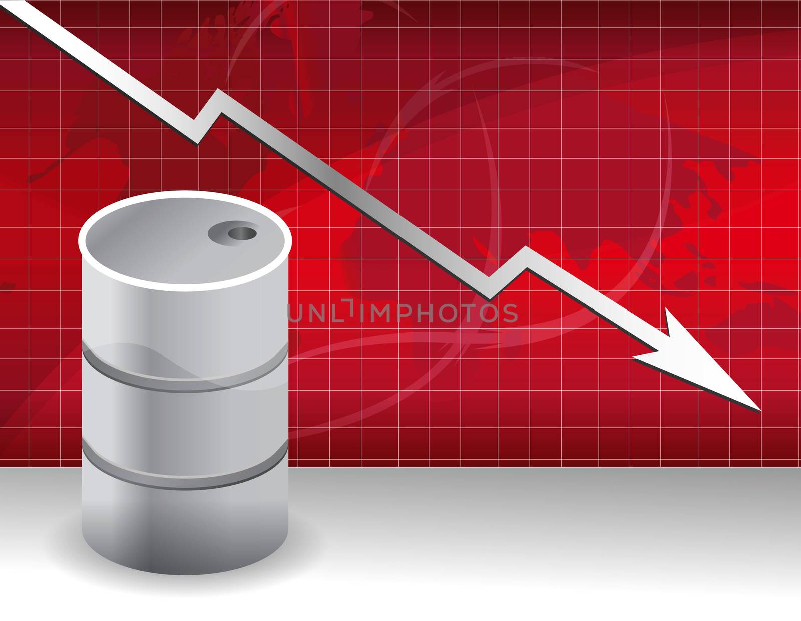 oil prices falling down concept illustration