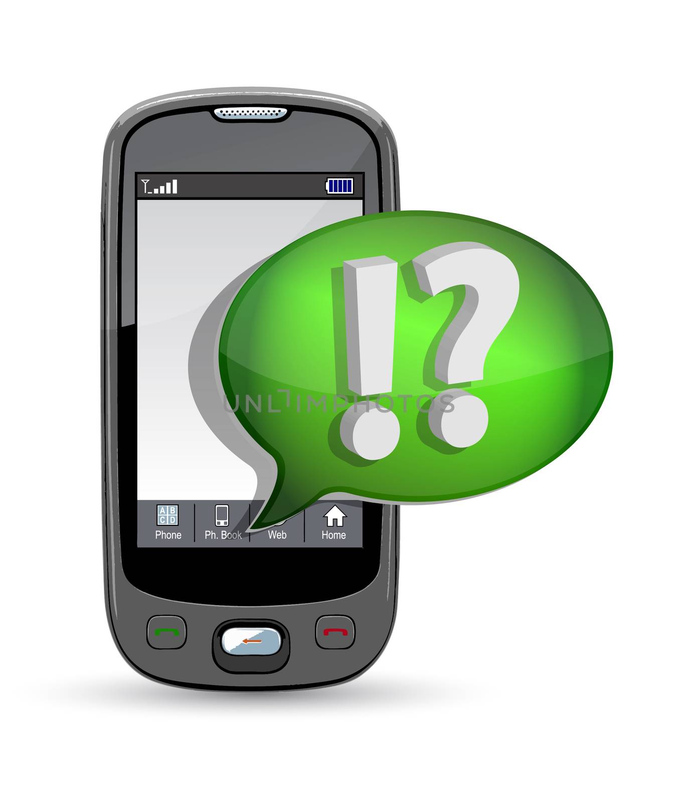 mobile phone and speech bubble illustration design