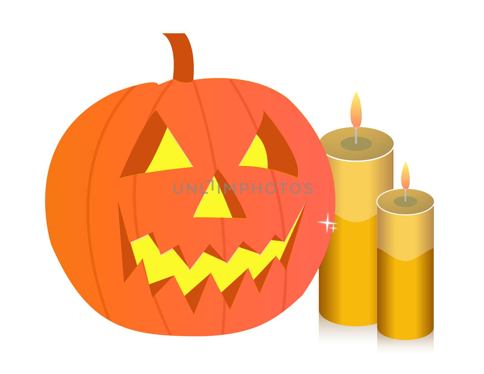 Halloween pumpkin and candles illustration