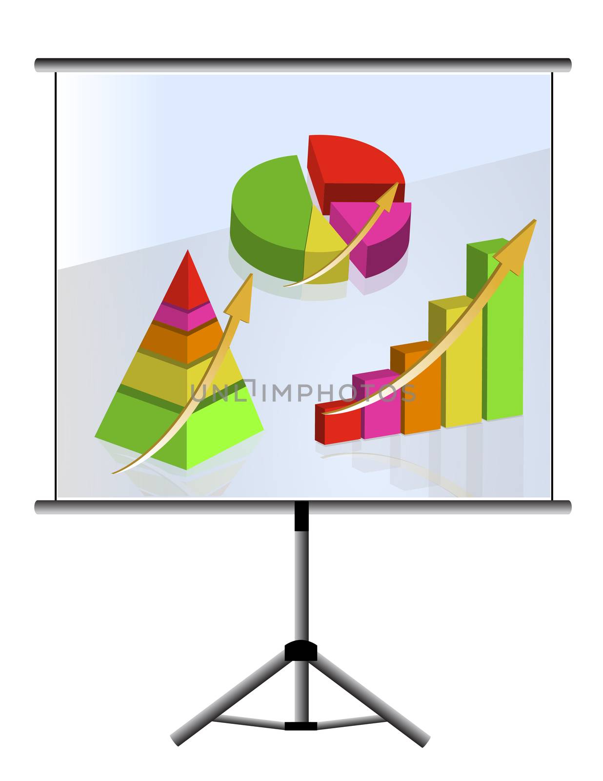 Presentation of a set of graphs illustration design over white