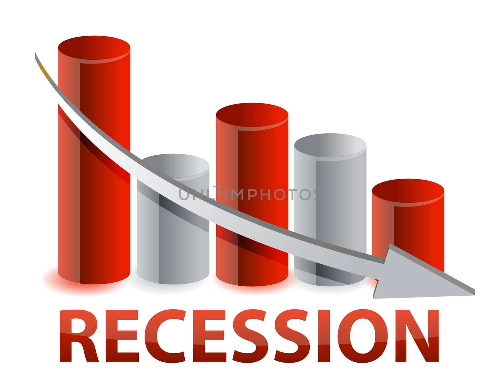 recession red business graph illustration design