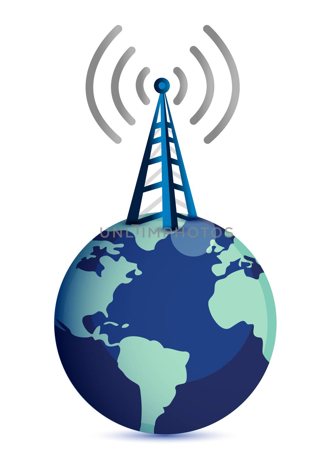 Radio tower standing on top of earth - connections