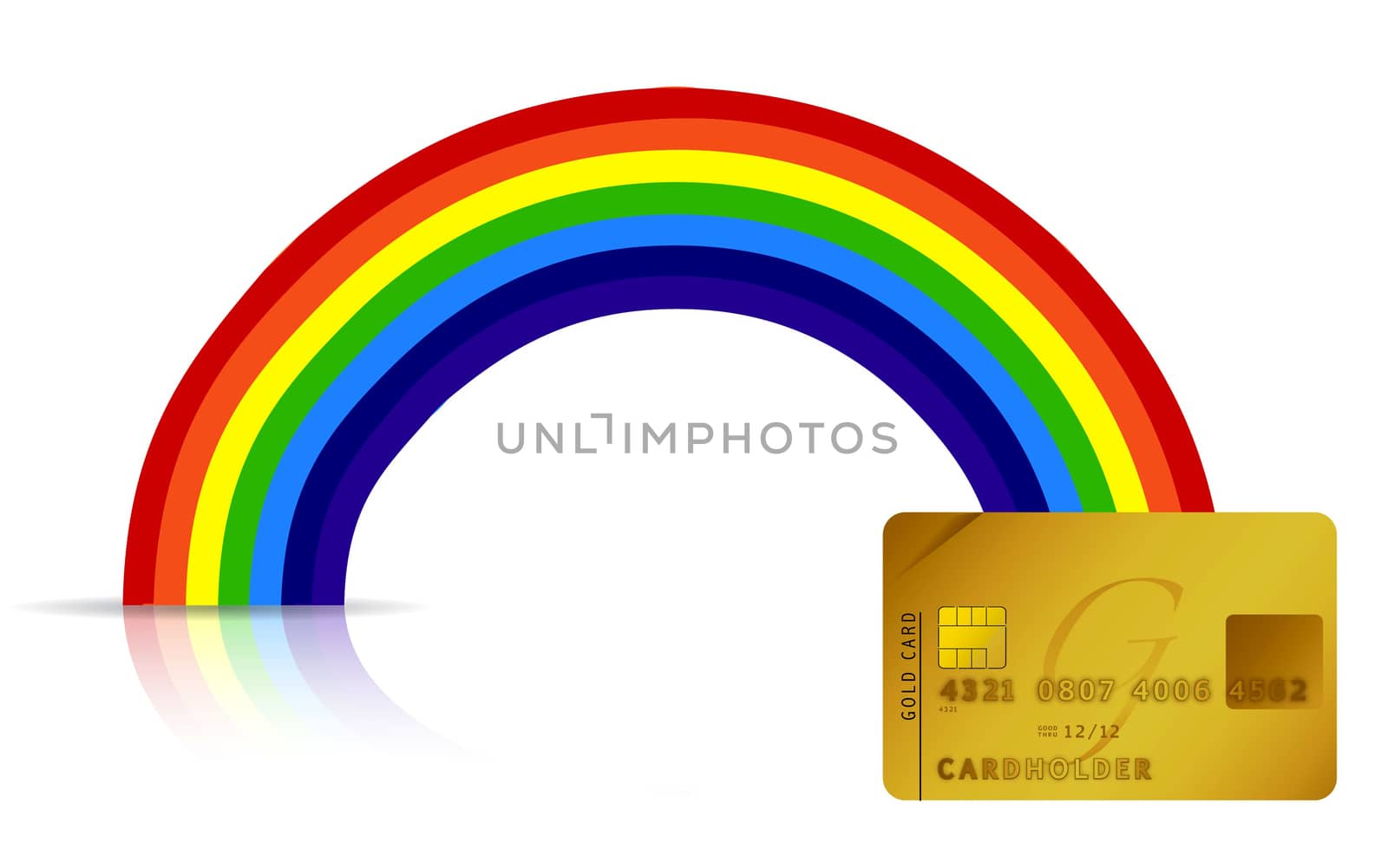 credit card at the end of the rainbow illustration design