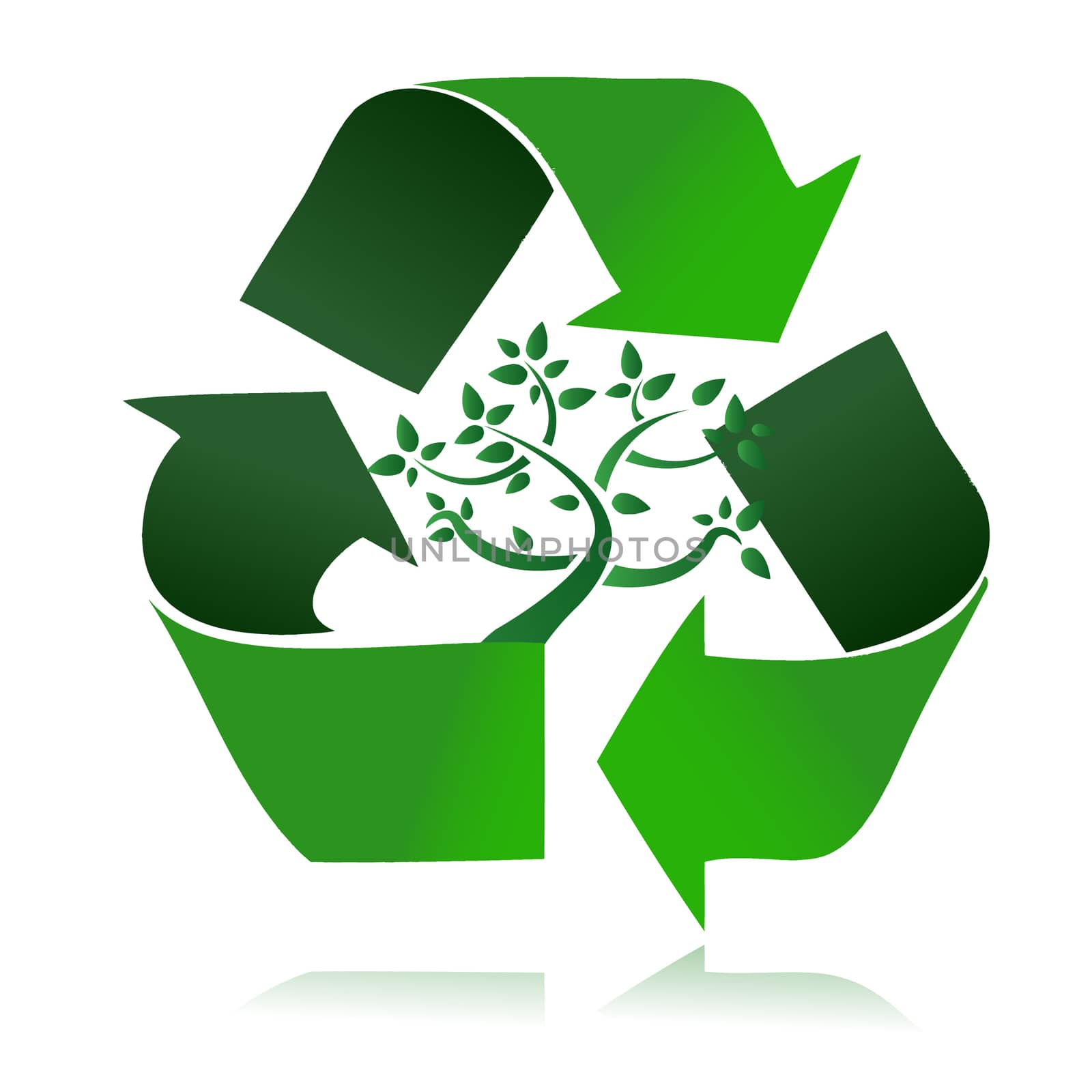 Clean environment - conceptual recycling symbol and green tree. by alexmillos