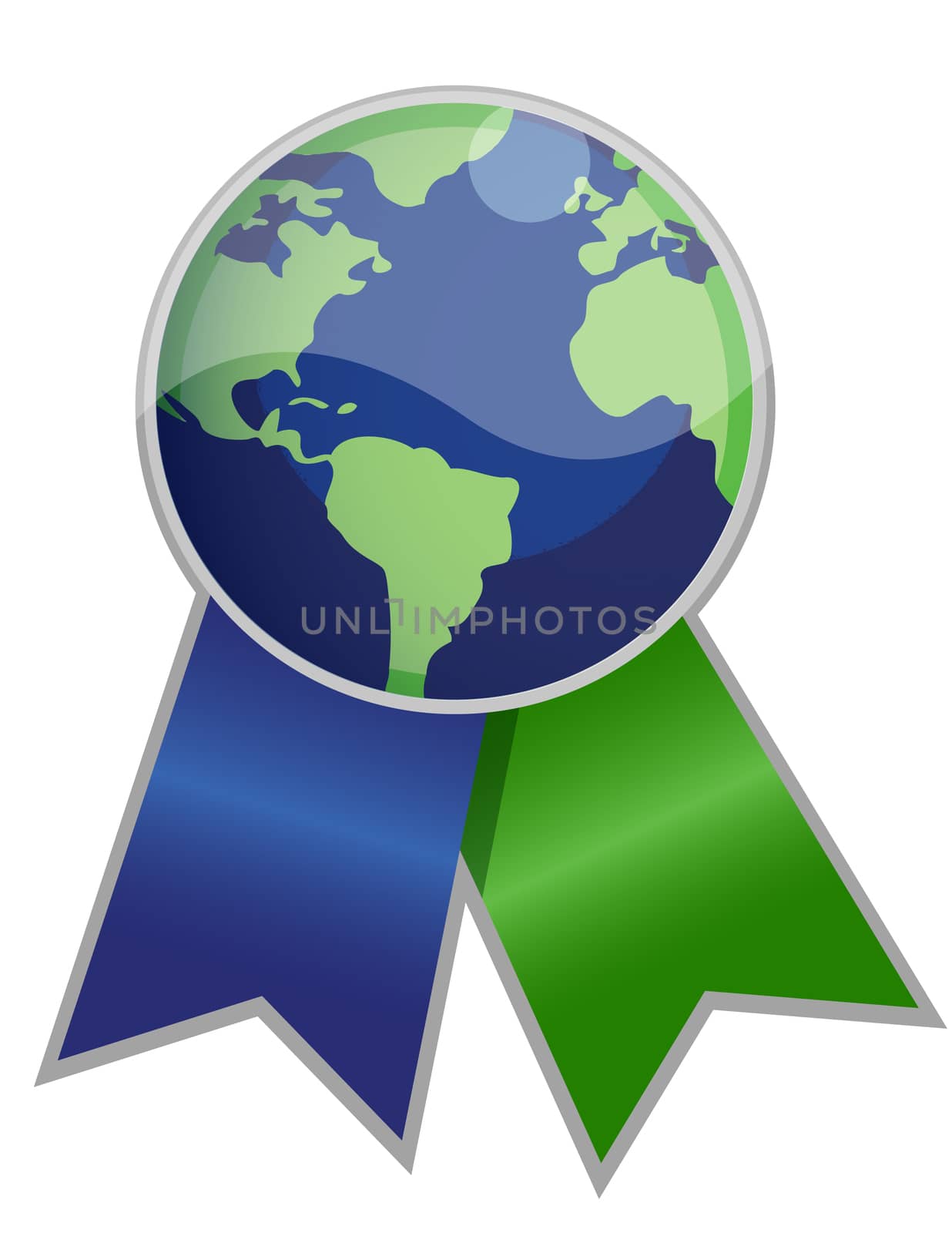 Earth globe ribbon isolated over white. /