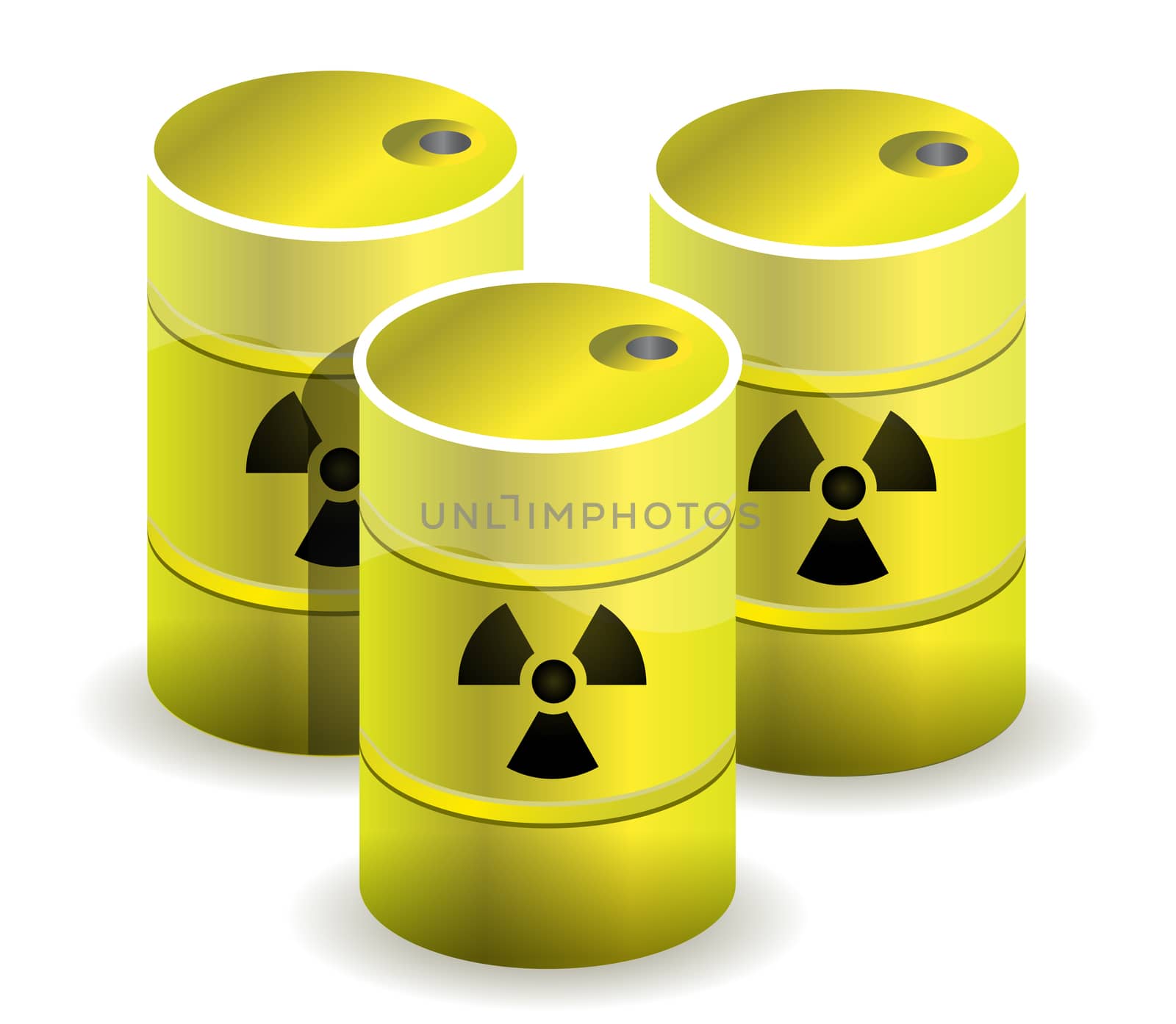 radioactive symbol imprinted onto a nuclear waste barrels