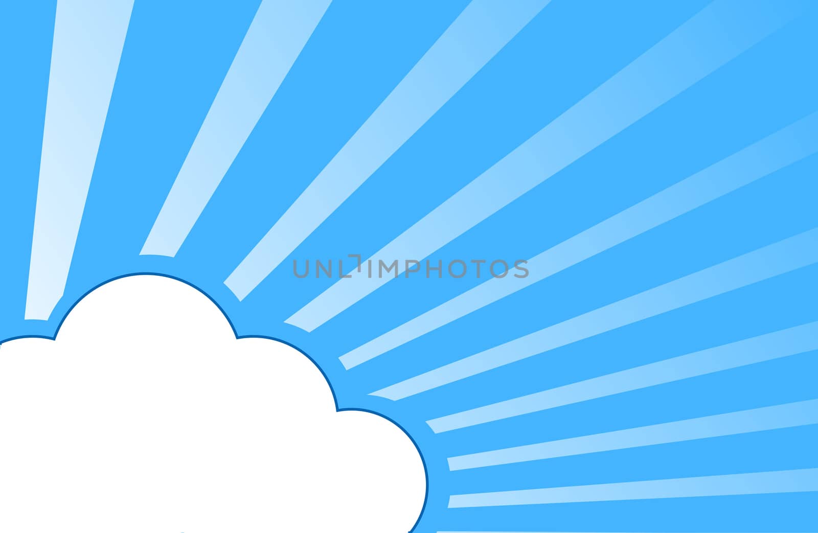 Cloud with rays and place for text.