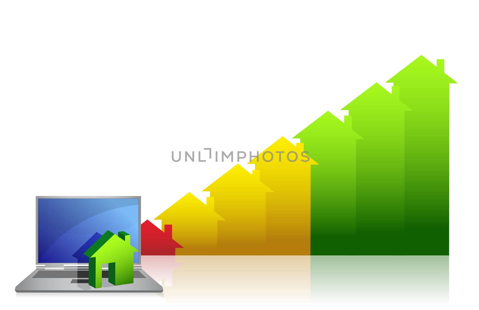 graph showing financial real estate growth and laptop