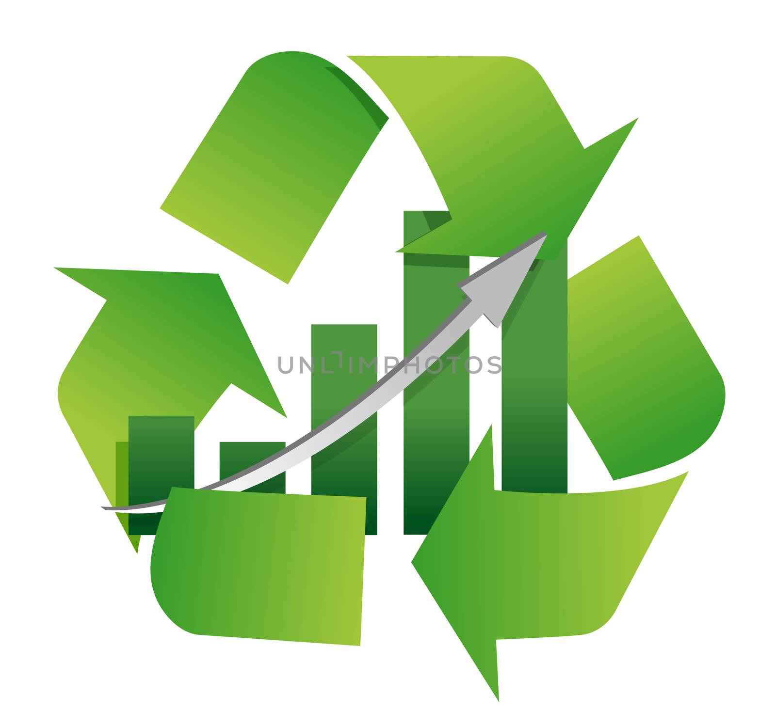 recycling symbol with a bar chart in center illustration design