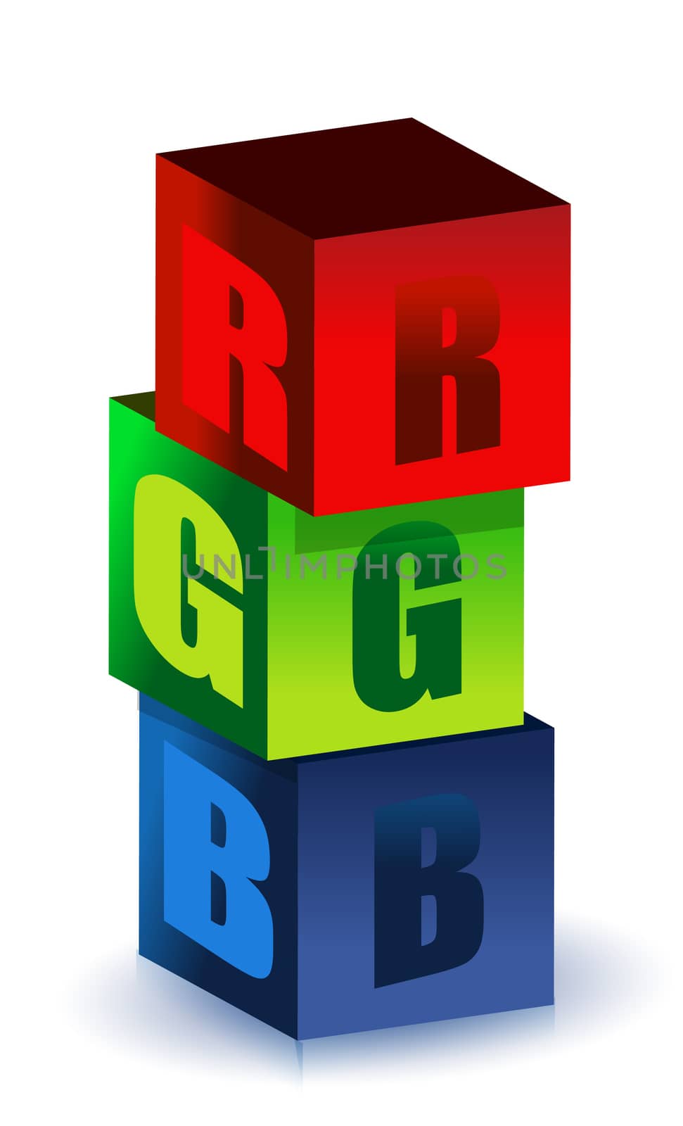 RGB illustration boxes isolated over a white background