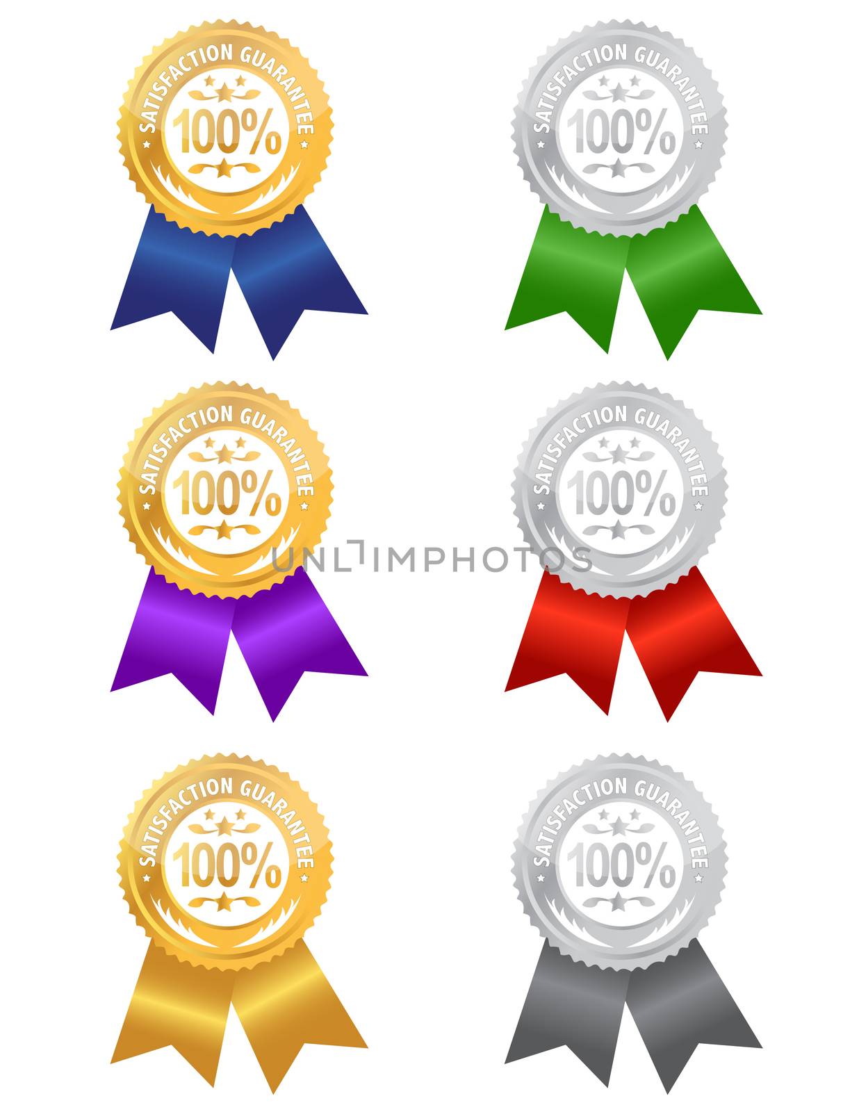 Illustration of different satisfaction guarantee ribbons