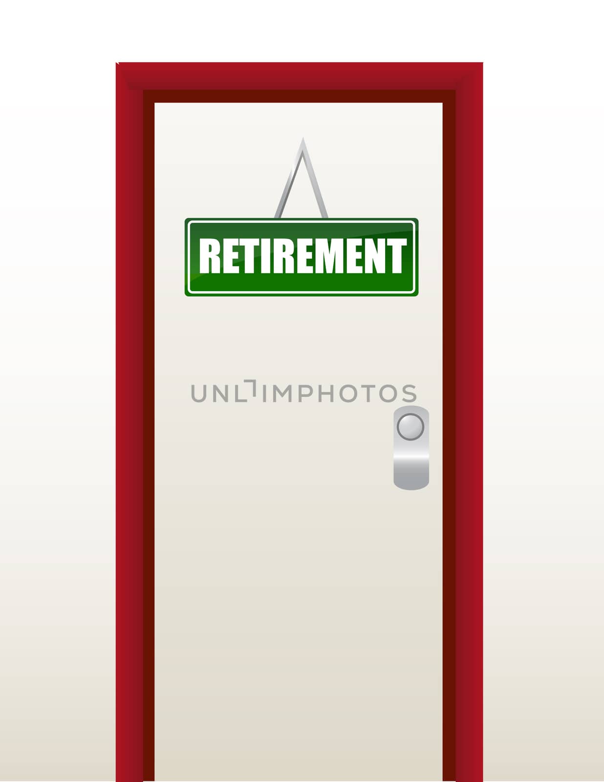 door with green retirement sign illustration design