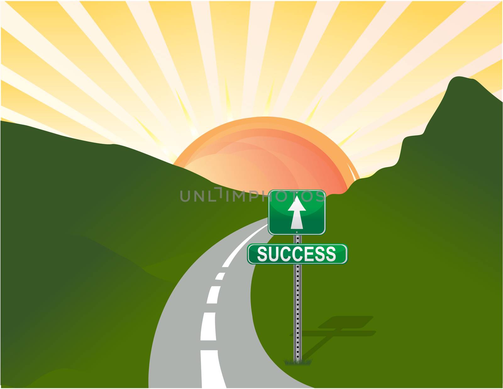 Illustration of road to success. Vector