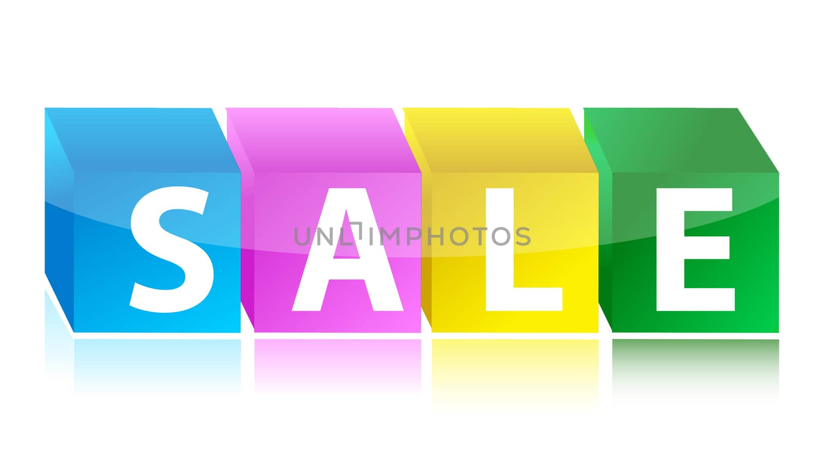 Colorful sale cubes retail illustration