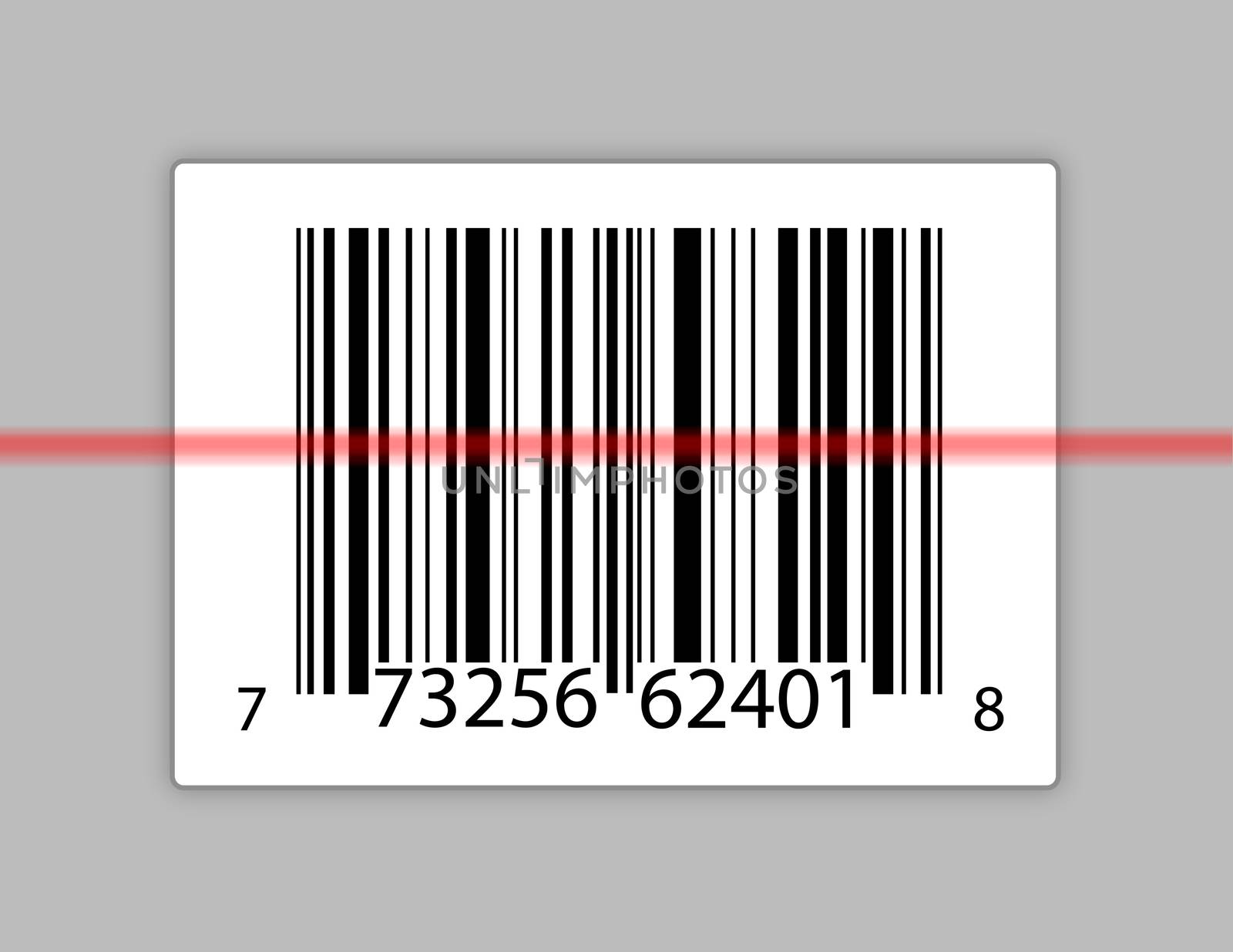 A typical product barcode with a laser scanning it.