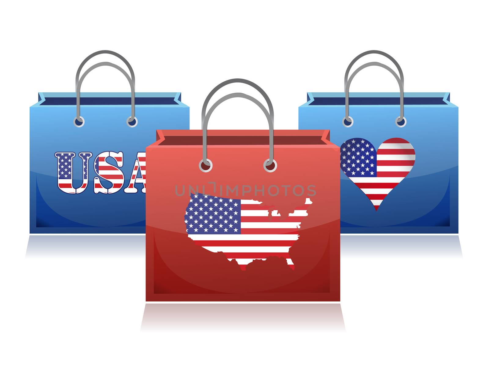 US theme shopping bags illustration by alexmillos