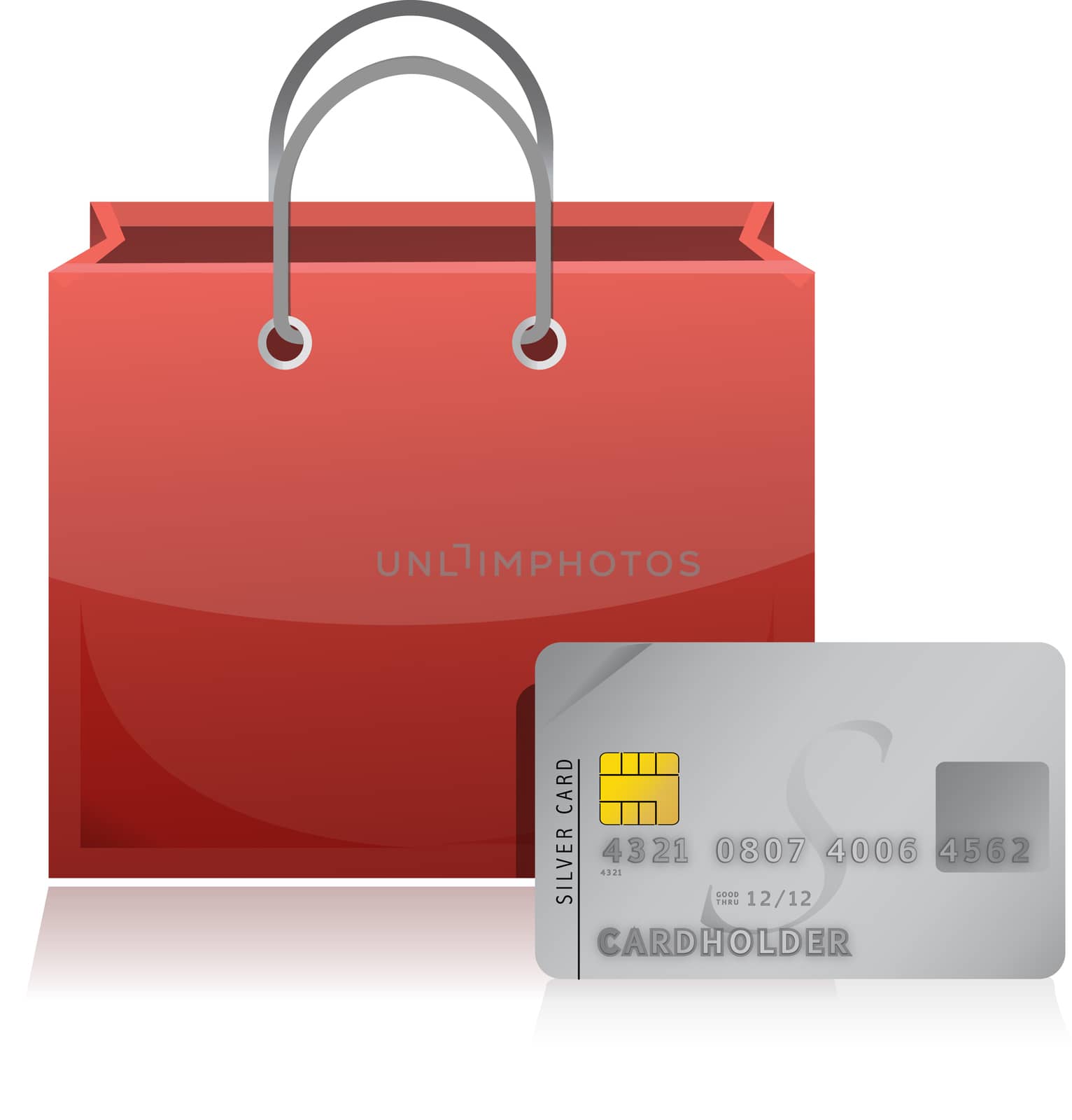 credit card with shopping bag illustration by alexmillos