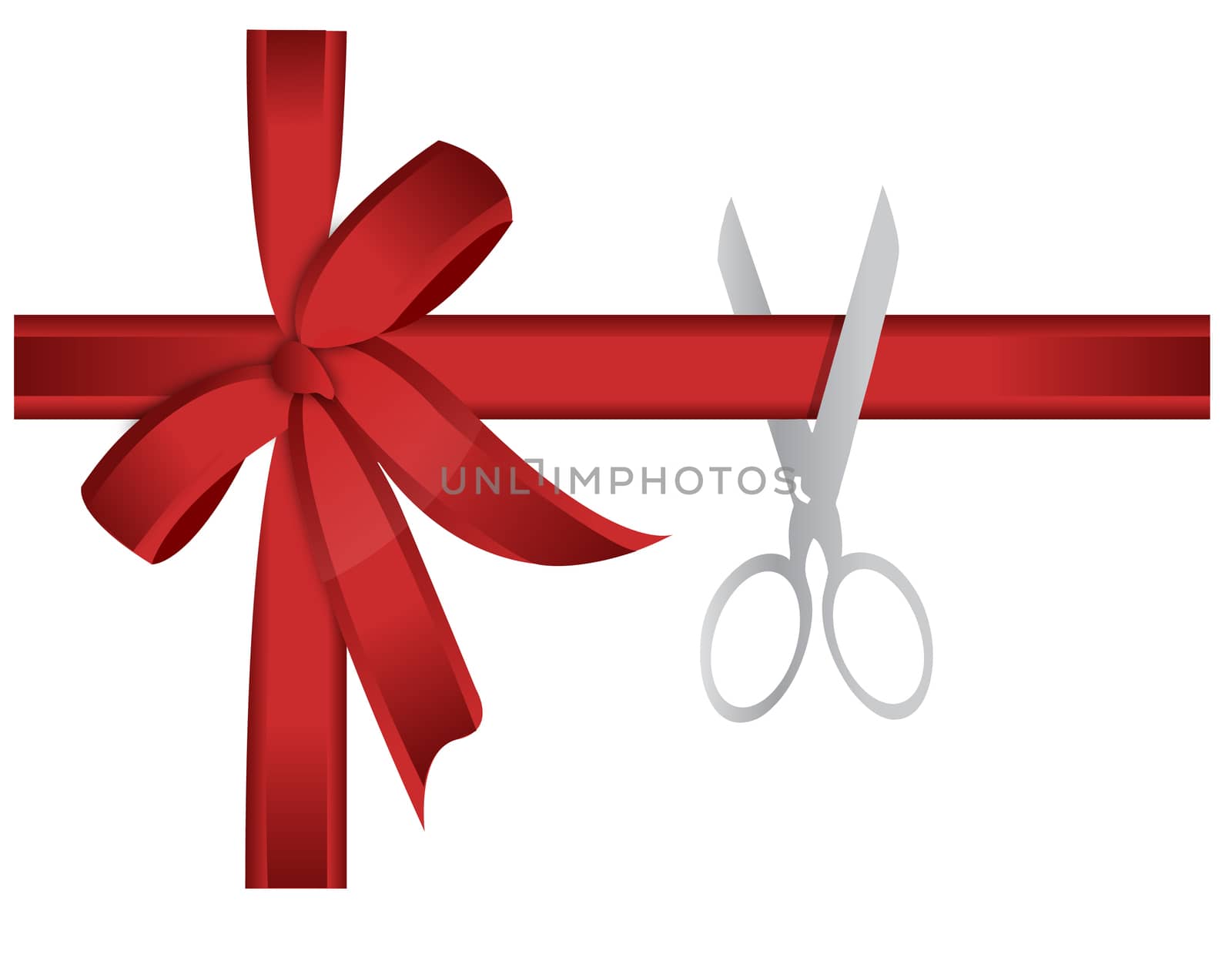 scissors cutting red ribbon illustration concept by alexmillos