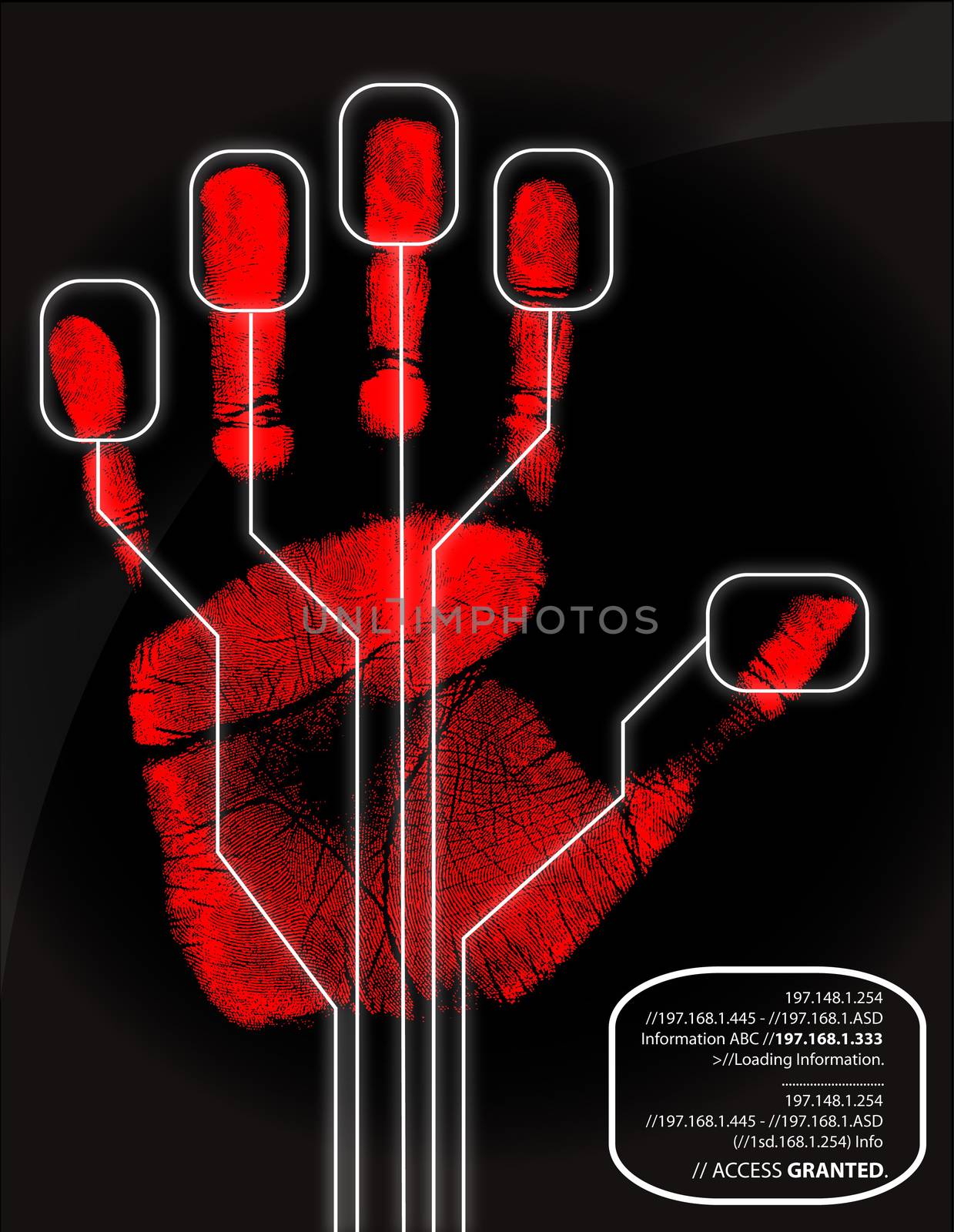 Hand being scanned before access is granted.