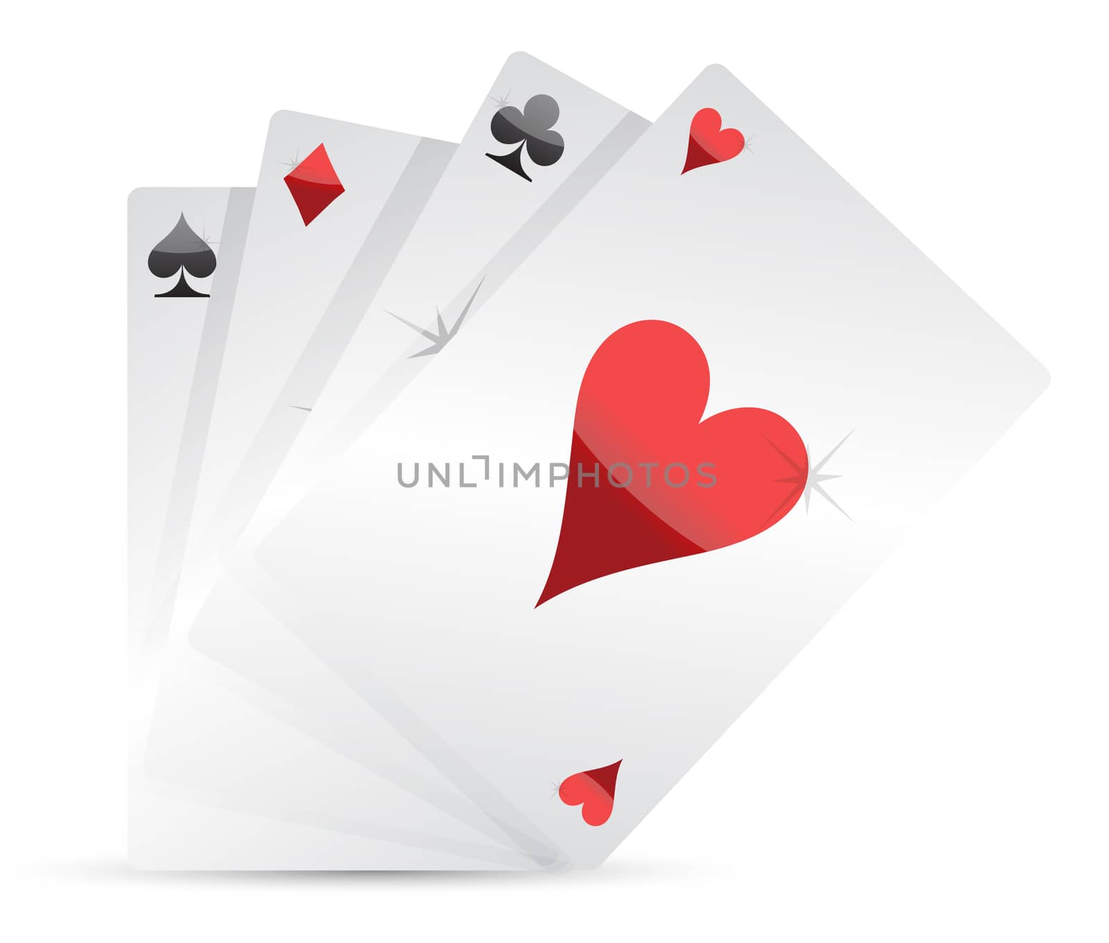 set of Playing cards illustration design on white