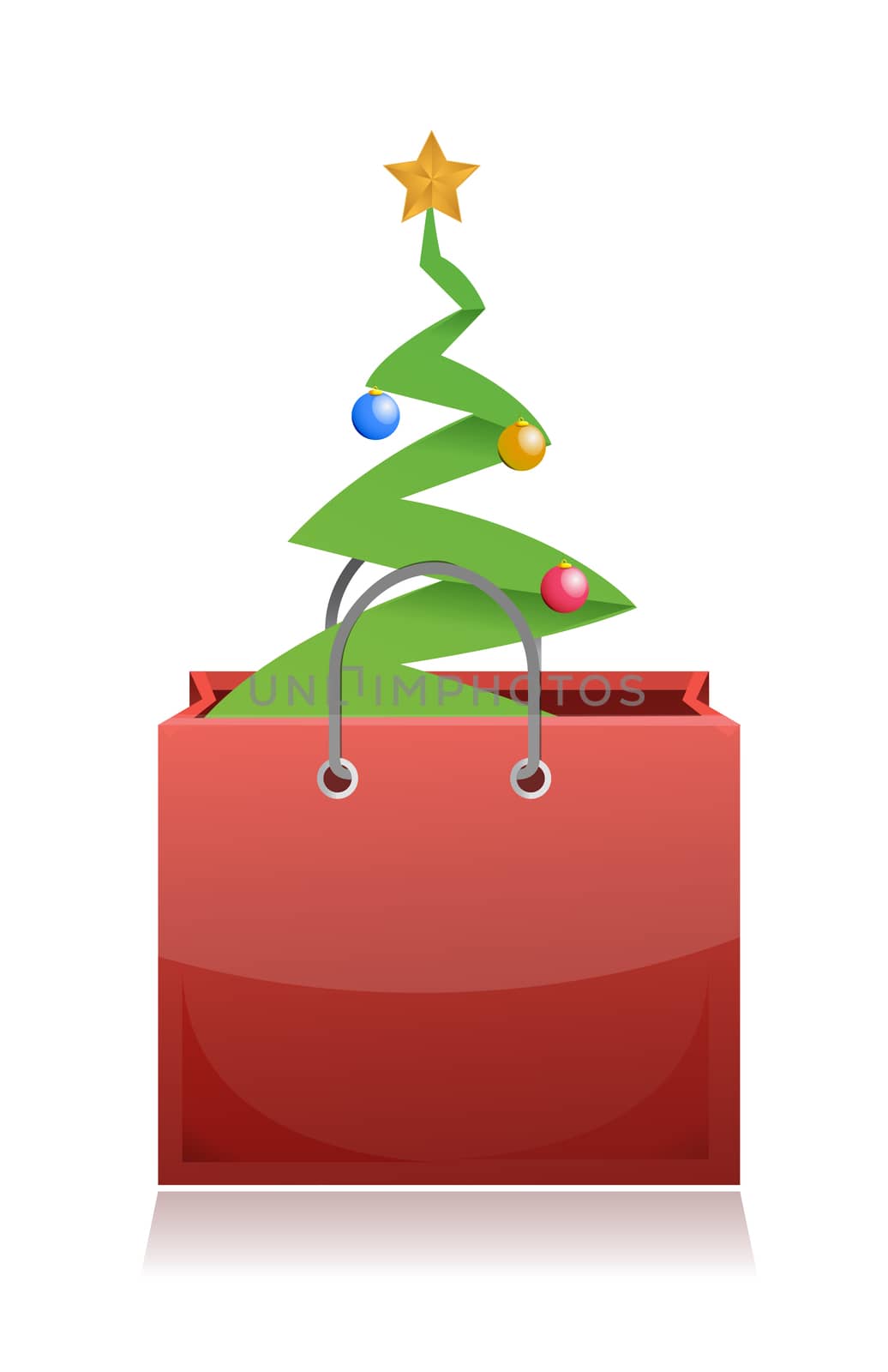 shopping bag with christmas tree inside illustration design