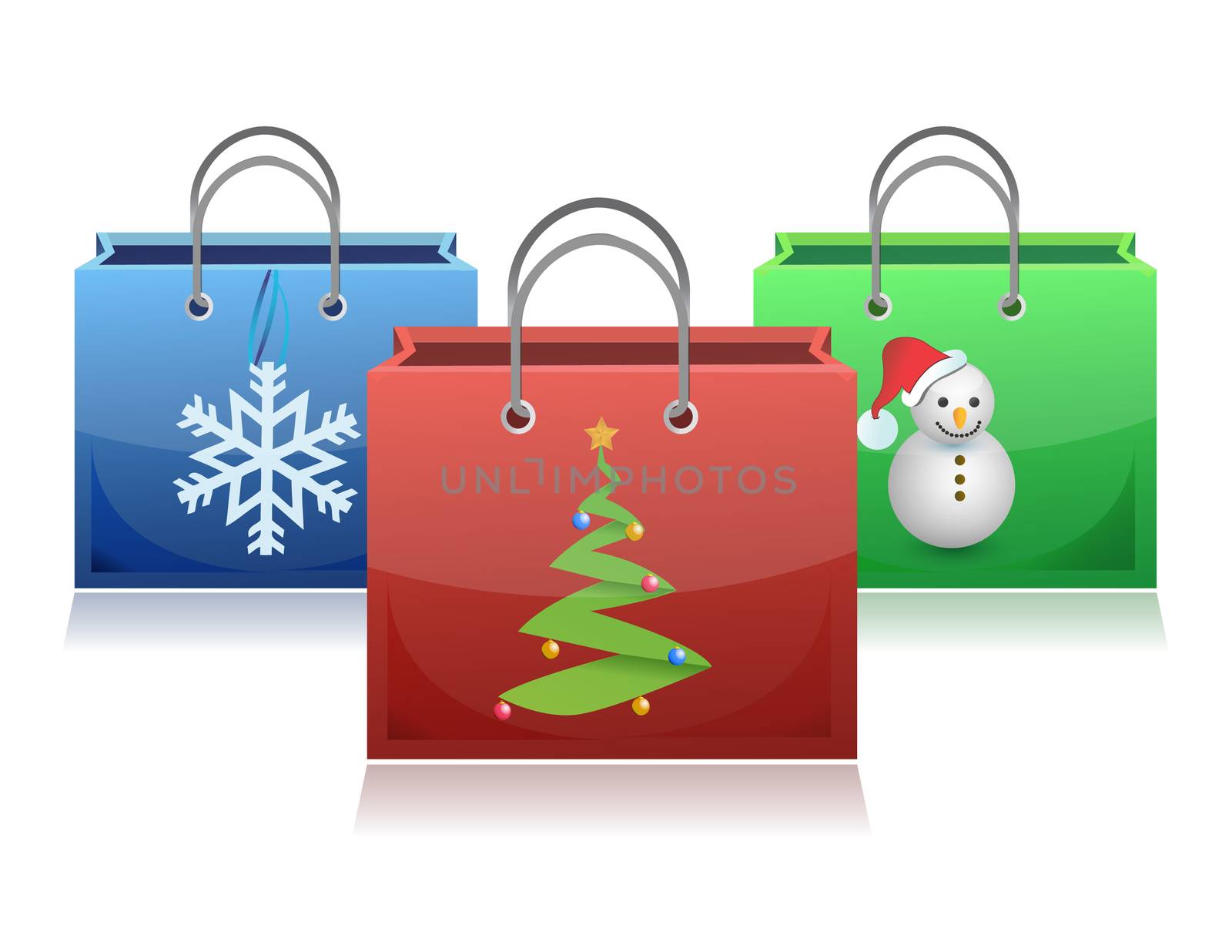 set of Christmas shopping bags illustration by alexmillos