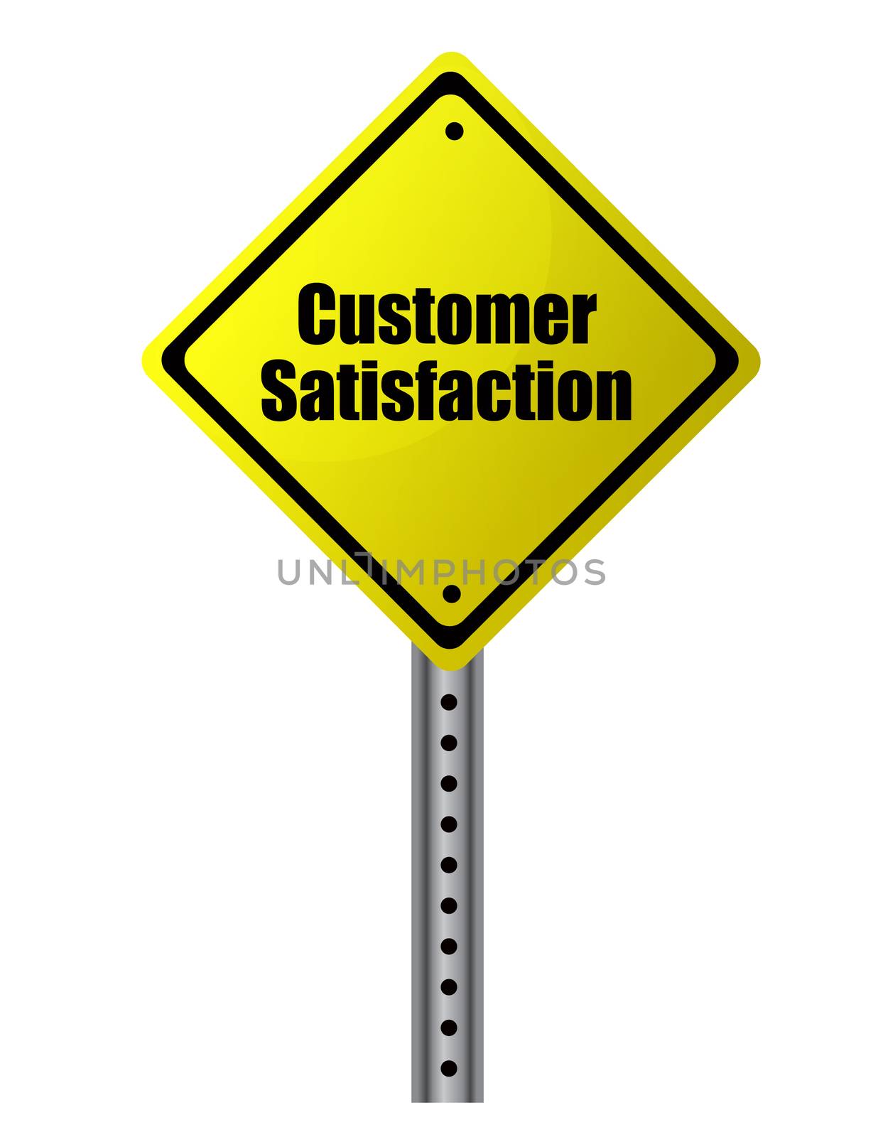 Customer satisfaction posted on a yellow sign. Vector file available