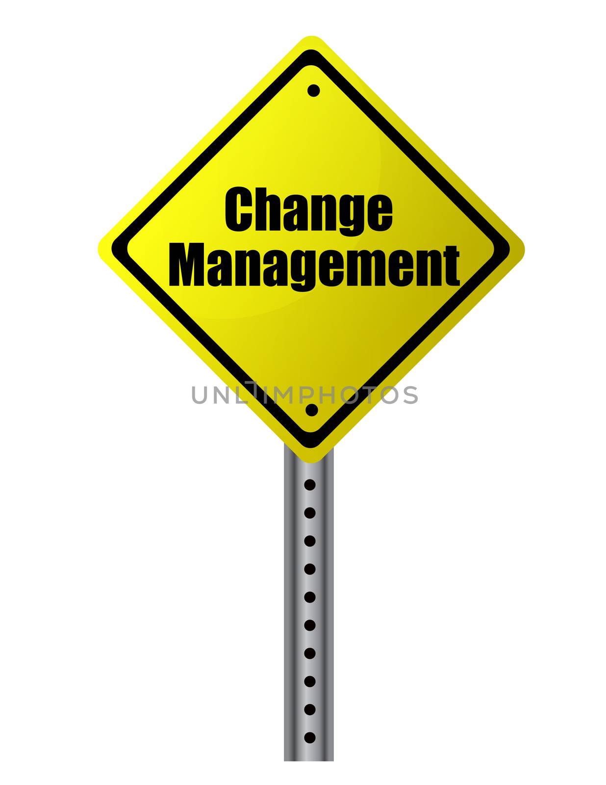 Change management posted on a yellow sign. Vector File available