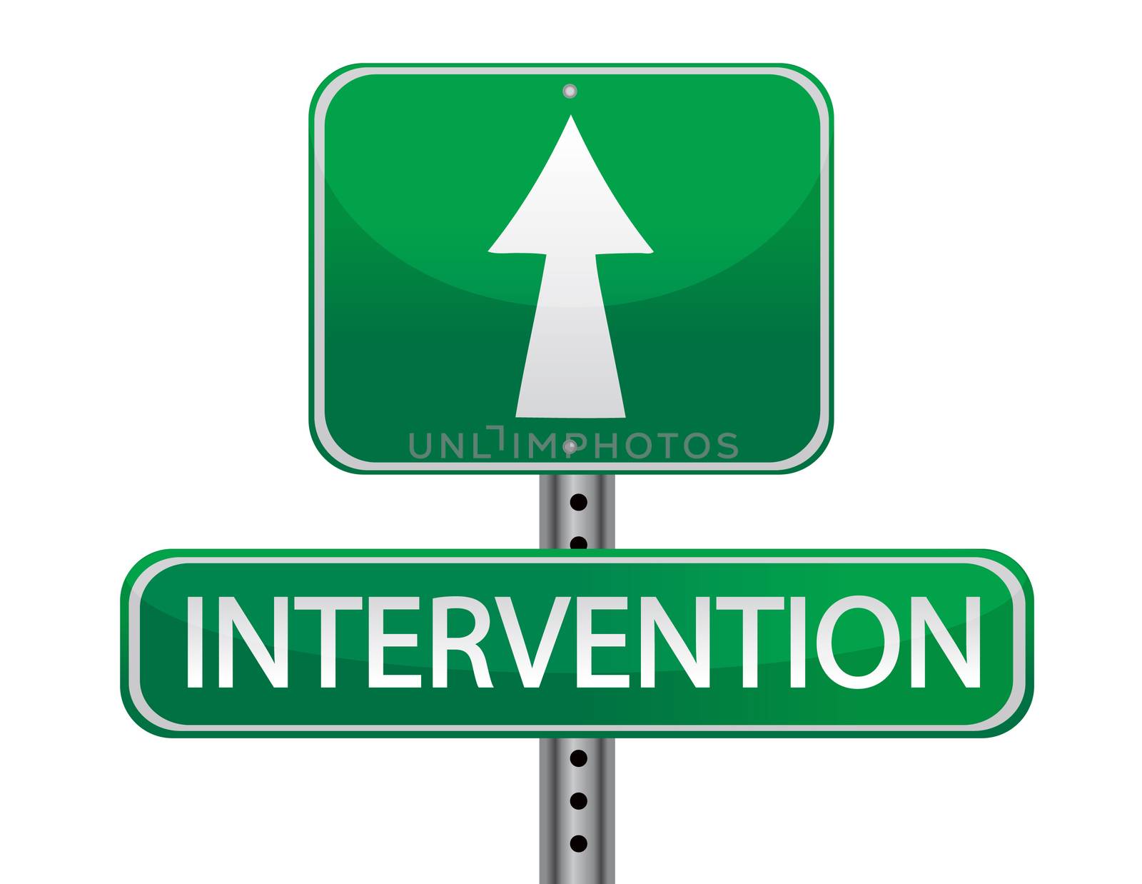 intervention street sign concept illustration isolated over whit by alexmillos