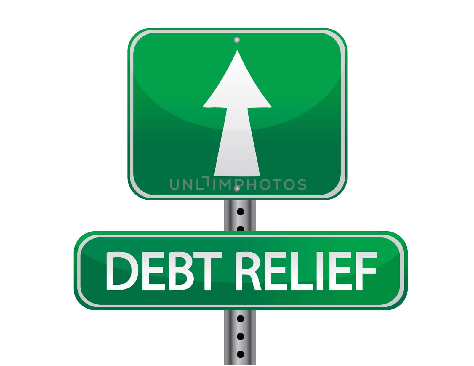 debt relief street sign concept isolated over a white background by alexmillos