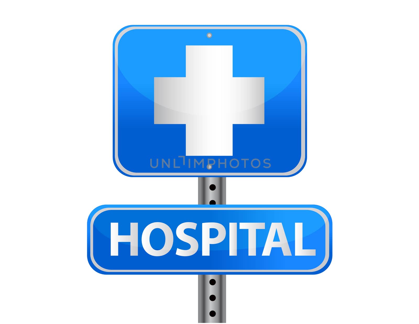 Hospital street sign on a white background by alexmillos