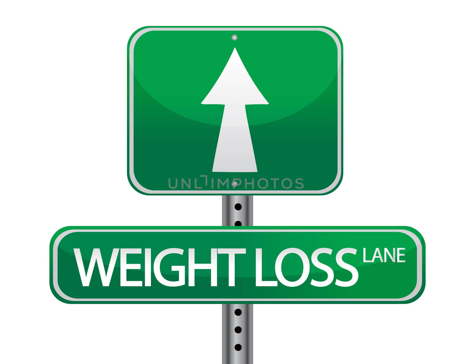 Weight loss green sign isolated over a white background.