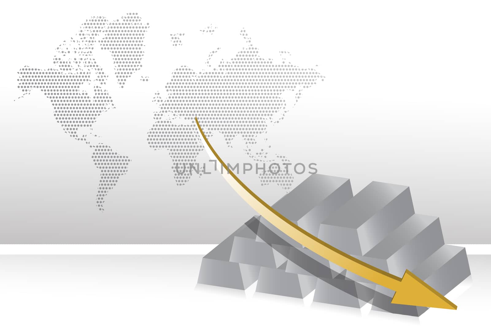 falling silver prices illustration background