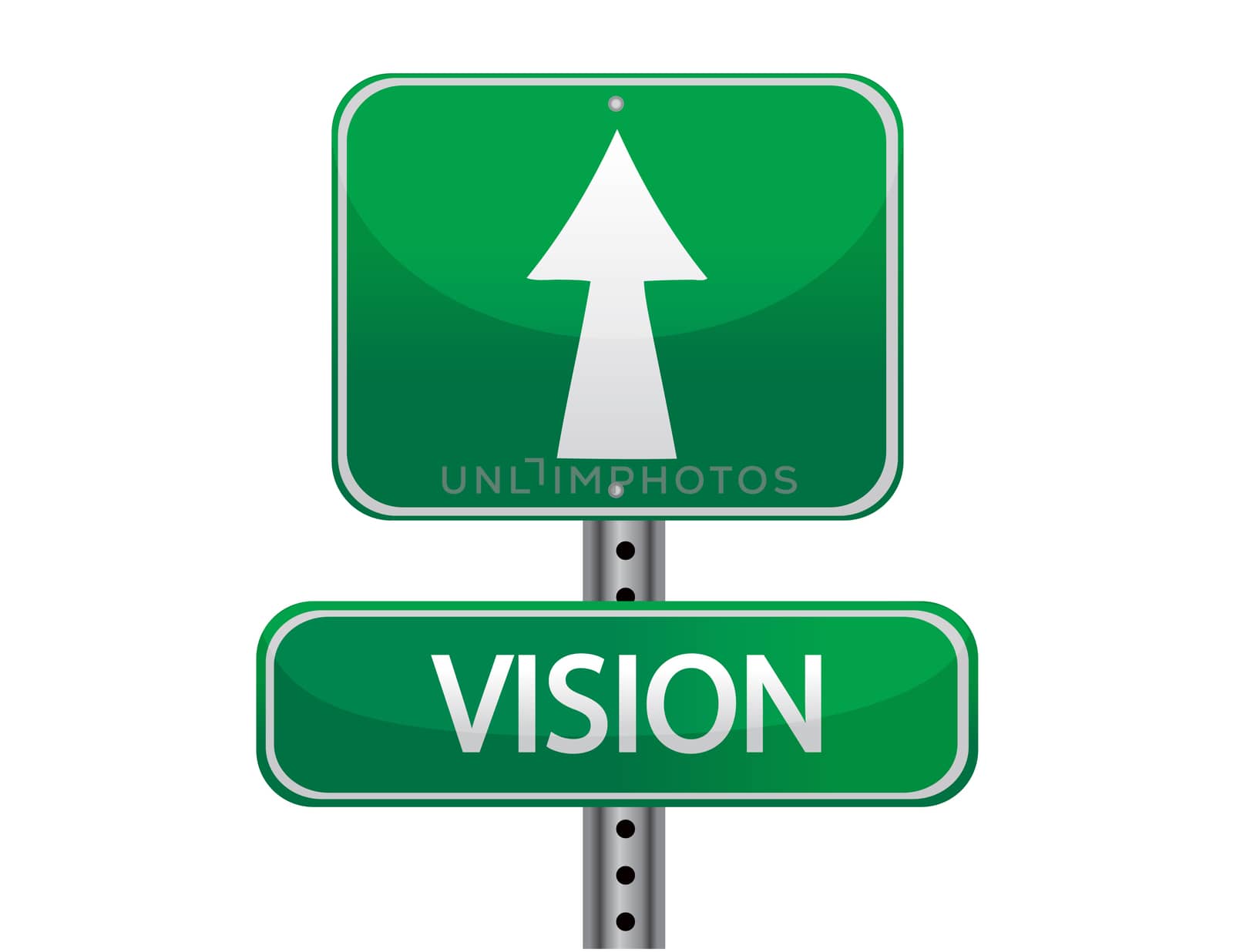 Vision street sign isolated over white