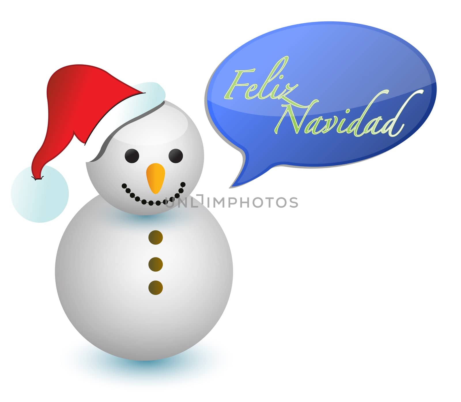 Spanish snowman with merry christmas sign illustration