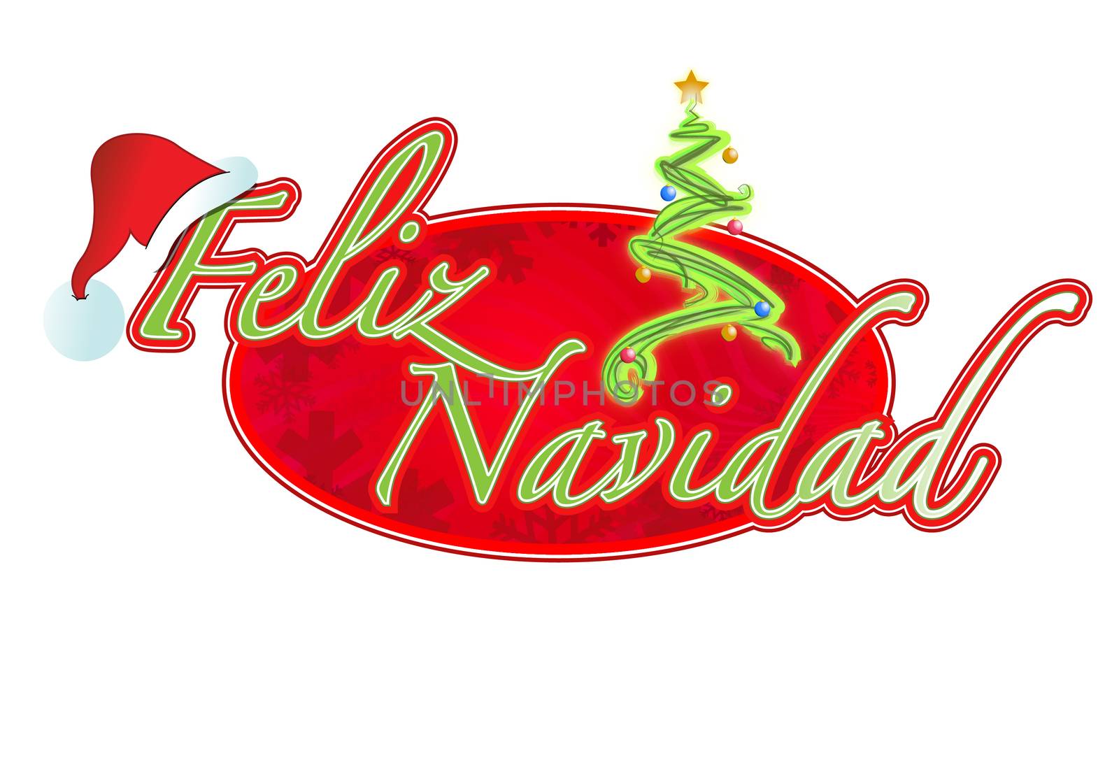 Spanish Christmas sign illustration design Feliz Navidad by alexmillos