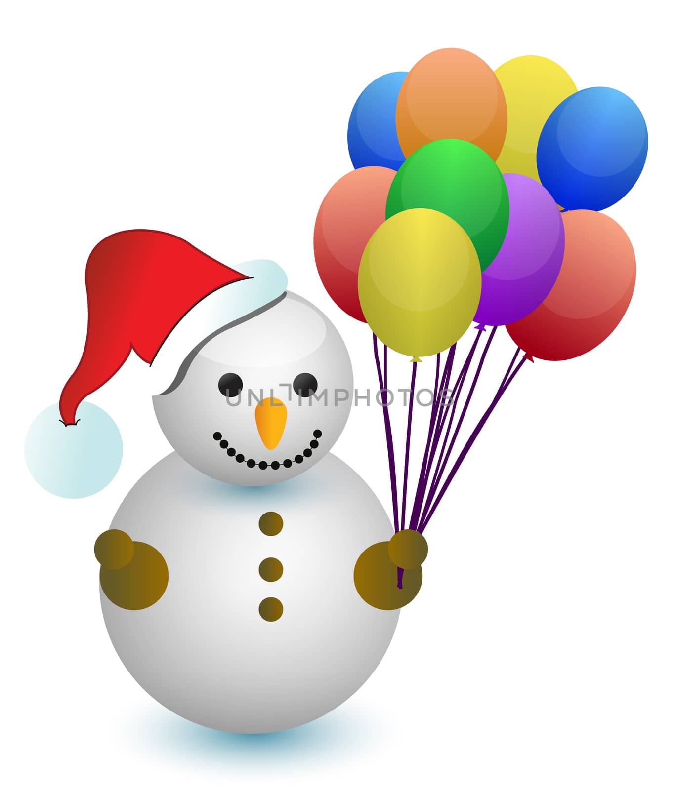 snowman holding balloons illustration design on white by alexmillos