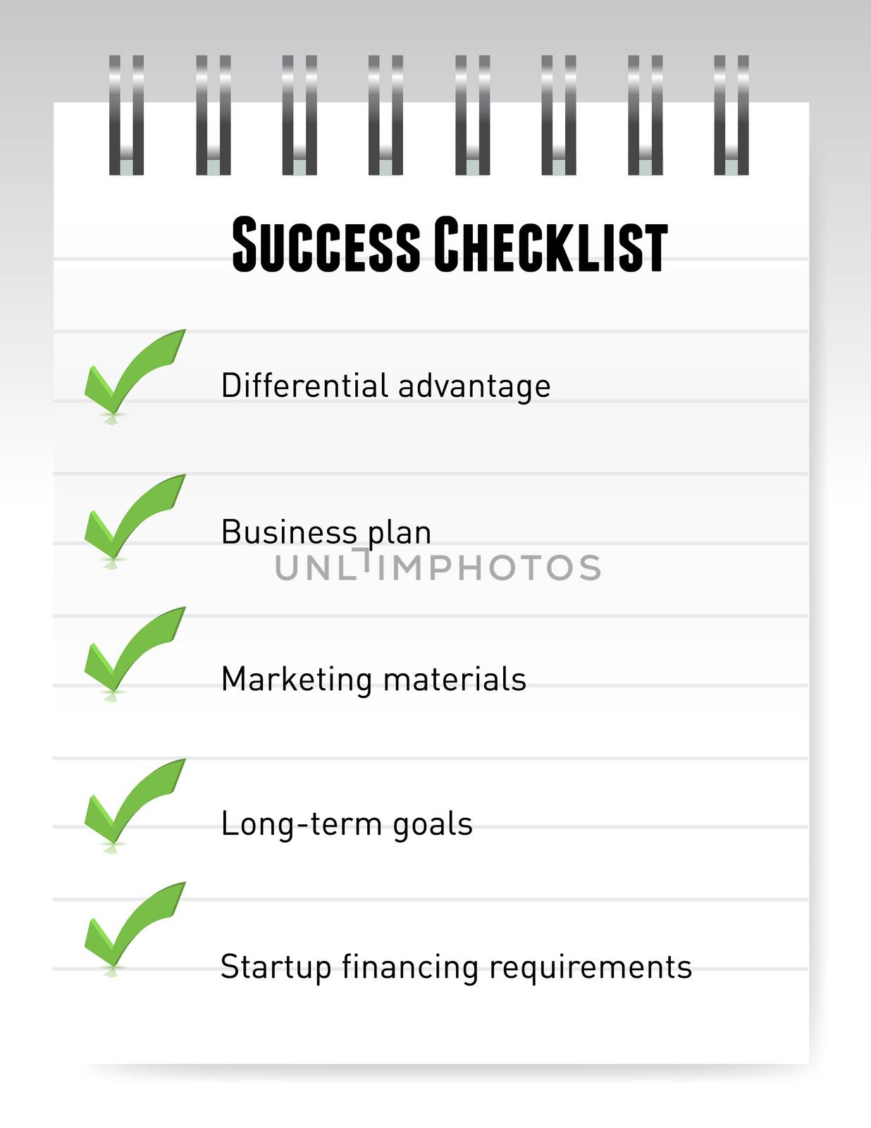 Success checklist notepad illustration design on white