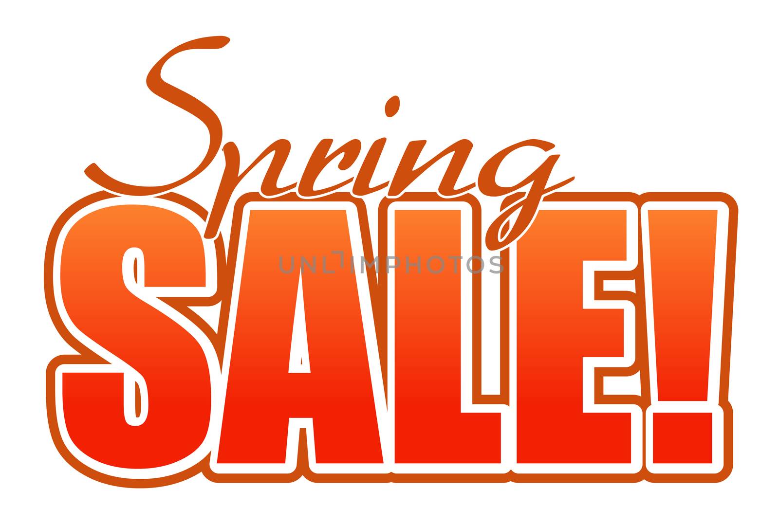 spring sale orange illustration sign over white background