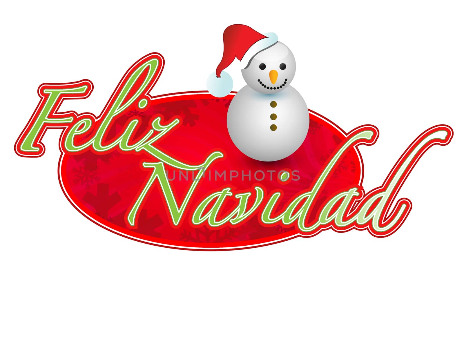 Spanish - merry christmas snowman sign illustration design