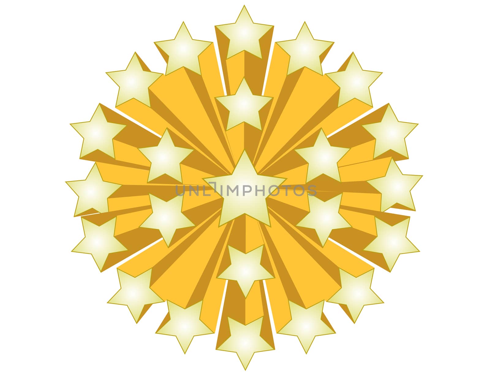 Golden Star ball illustration isolated over a white background.