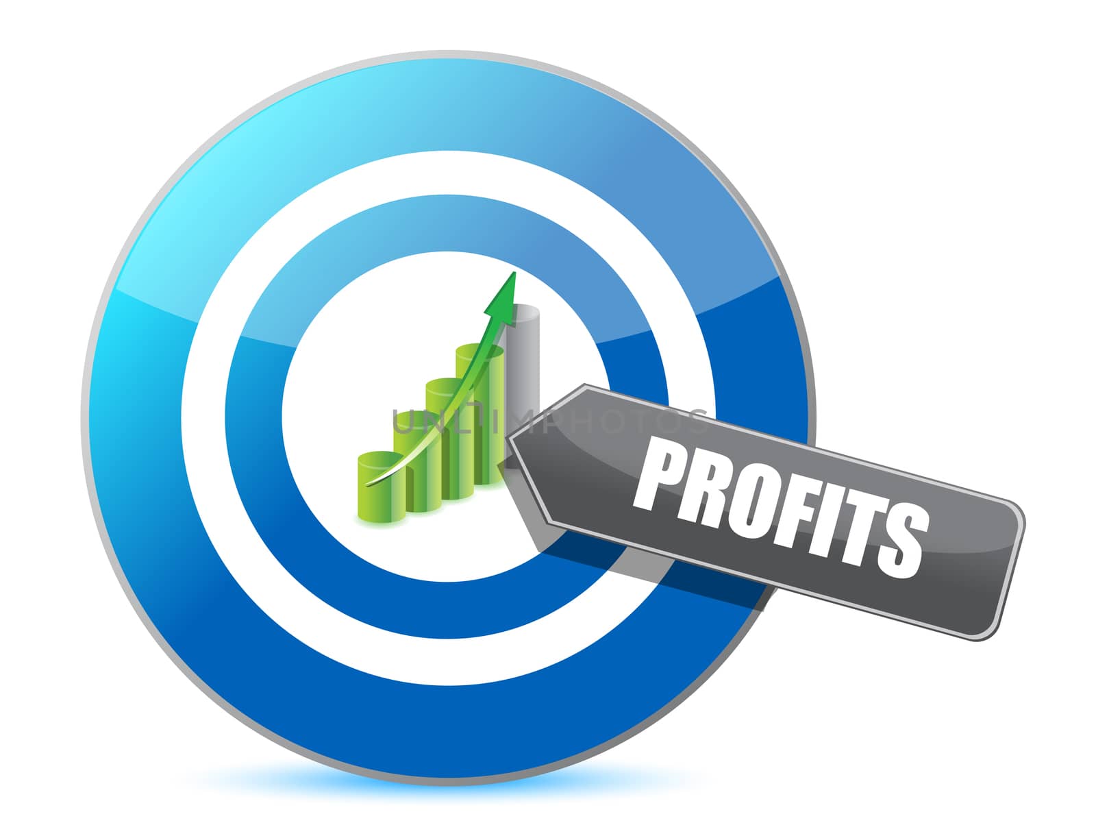 Business target profits graph illustration design over white