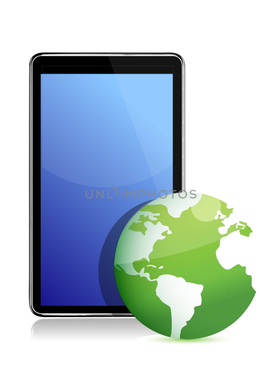 tablet with globe illustration design by alexmillos